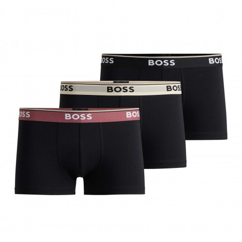 Boss ανδρικά βαμβακερά μποξεράκια 3pack σε μαύρο χρώμα με διαφορετικό χρώμα λάστιχο 50517827 978